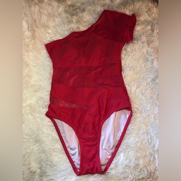 VENUS Red Deep Pink One-Shoulder One Piece Swimsuit - Picture 9 of 15
